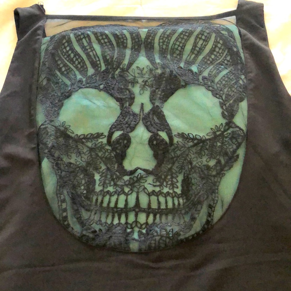 Black sheer skull mini dress